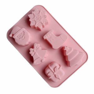 6 Cavity Cake Mold Food Grade Non-Stick Silicone Merry Christmas Festival Dessert Making Mould (Style 1)