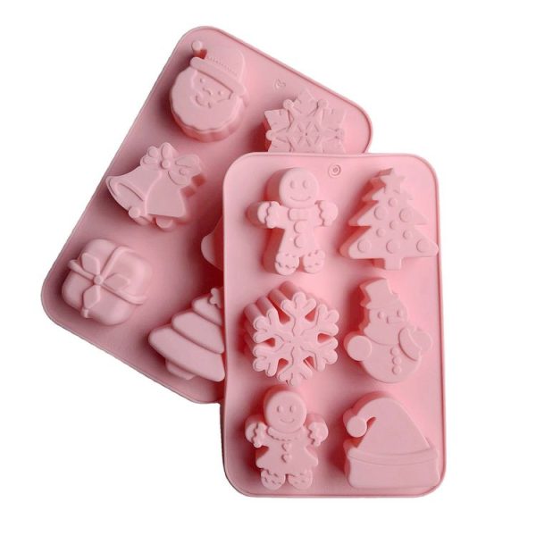 6 Cavity Cake Mold Food Grade Non-Stick Silicone Merry Christmas Festival Dessert Making Mould (Style 1) - Image 3