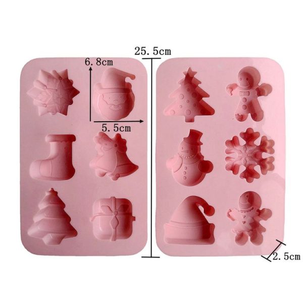 6 Cavity Cake Mold Food Grade Non-Stick Silicone Merry Christmas Festival Dessert Making Mould (Style 1) - Image 4