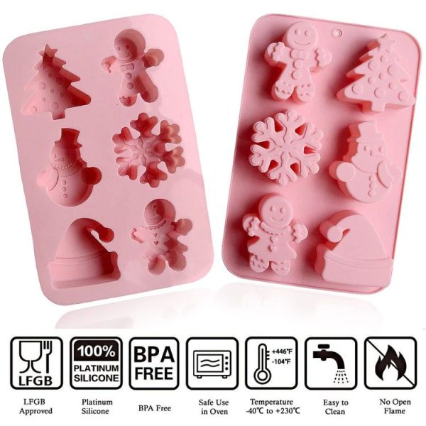 6 Cavity Cake Mold Food Grade Non-Stick Silicone Merry Christmas Festival Dessert Making Mould (Style 1) - Image 5
