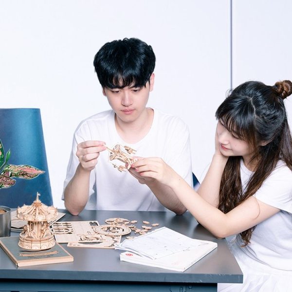 Rolife TG404 Rotating Trojan 3D Three -Dimensional Puzzle Board Children Wood Puzzles Model - Image 6