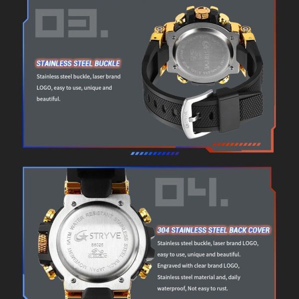 STRYVE S8026 Sports Colorful Night Light Electronic Waterproof Watch Multifunctional Student Watch (Black) - Image 4