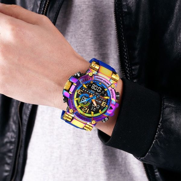 STRYVE S8026 Sports Colorful Night Light Electronic Waterproof Watch Multifunctional Student Watch (Black) - Image 7