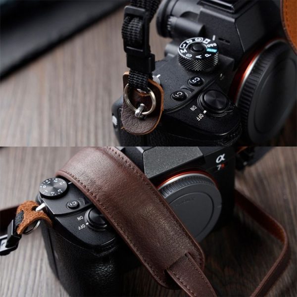 Outdoor Photography Cowhide Leather Camera Shoulder Hanging Neck Winding Strap, Spec: Pure Leather (Deep Coffee) - Image 6