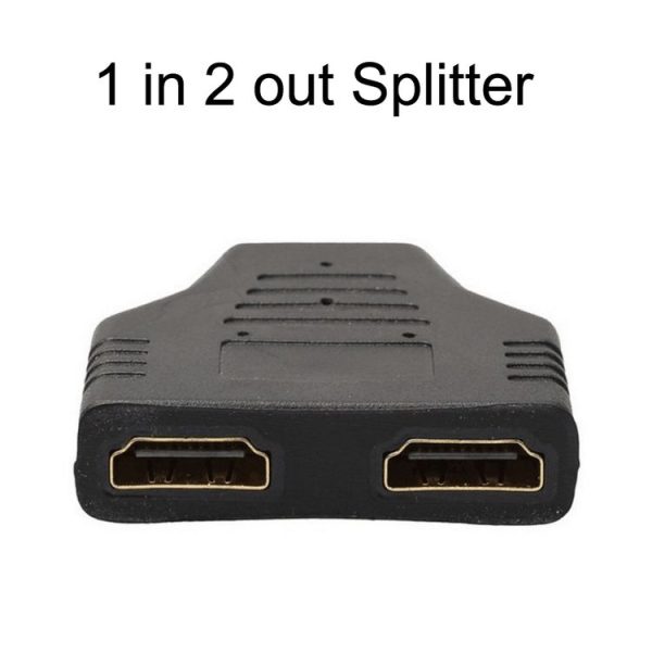 5pcs HDMI Male To 2 HDMI Female Adapter HD Computer Conversion Transformation Plug (Black) - Image 3