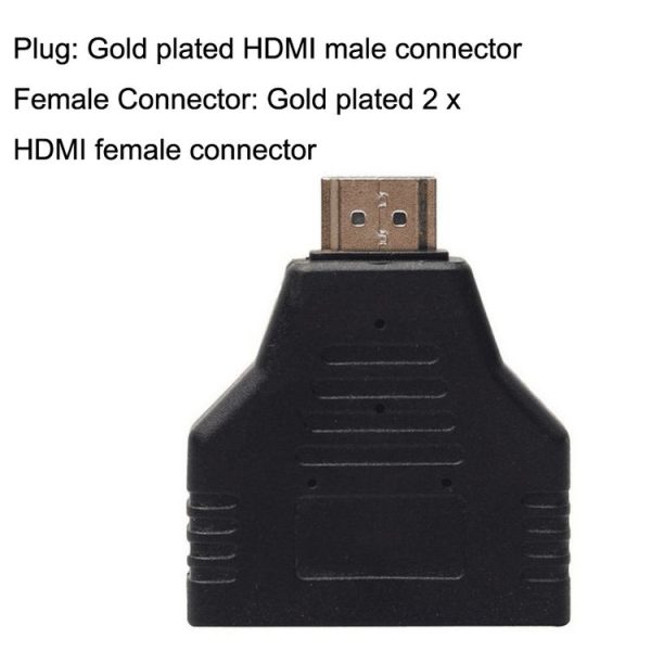 5pcs HDMI Male To 2 HDMI Female Adapter HD Computer Conversion Transformation Plug (Black) - Image 4