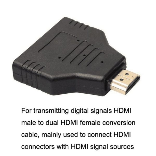 5pcs HDMI Male To 2 HDMI Female Adapter HD Computer Conversion Transformation Plug (Black) - Image 5