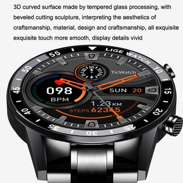 LIGE 0175 Bluetooth Step Perseverance Detection Smart Watch, Style: Steel Belt (Silver) - Image 3