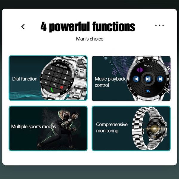 LIGE 0175 Bluetooth Step Perseverance Detection Smart Watch, Style: Steel Belt (Silver) - Image 4