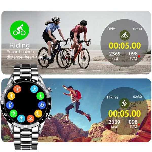 LIGE 0175 Bluetooth Step Perseverance Detection Smart Watch, Style: Steel Belt (Silver) - Image 7