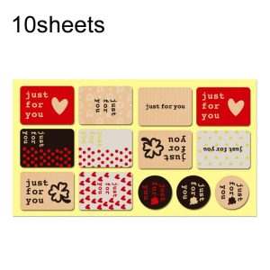 10sheets Love Cake Stickers Baking Stickers Leather Paper Sealing Stickers