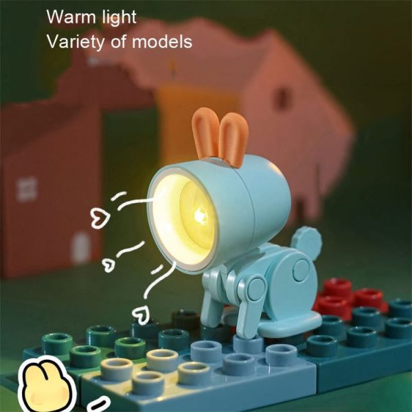 Mini Table Lamp Desktop DIY Ornaments Folding Night Light (Rabbit Blue) - Image 4