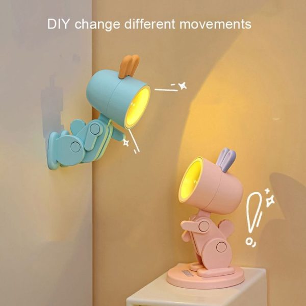 Mini Table Lamp Desktop DIY Ornaments Folding Night Light (Rabbit Blue) - Image 6