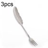 304 Stainless Steel Feather Spoon Fork Literary Tableware, Style: 3pcs Fork-True Color
