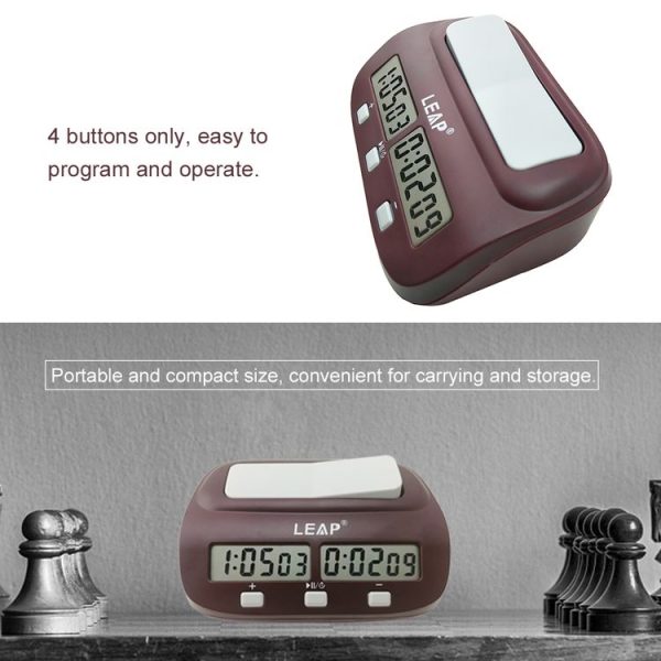 LEAP PQ9907S Chess Clock International Chess Go Clock (Wine Red) - Image 5