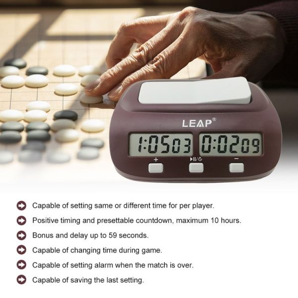 LEAP PQ9907S Chess Clock International Chess Go Clock (Wine Red) - Image 6