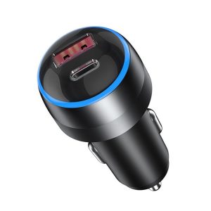 IBD355-1UC 18W+45W Smart Car Charger Dual-port Metal Phone Fast Charger (QC3.0+PD 3.0)