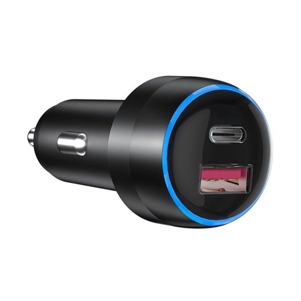 IBD355-1UC 18W+45W Smart Car Charger Dual-port Metal Phone Fast Charger (QC3.0+PD 3.0) - Image 2