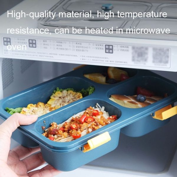 Sealed Compartment Microwave Plastic Lunch Box Portable Student Lunch Plate, Specification: 850ml (Red) - Image 4