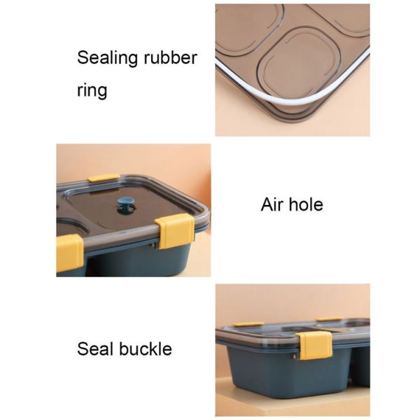 Sealed Compartment Microwave Plastic Lunch Box Portable Student Lunch Plate, Specification: 850ml (Red) - Image 5