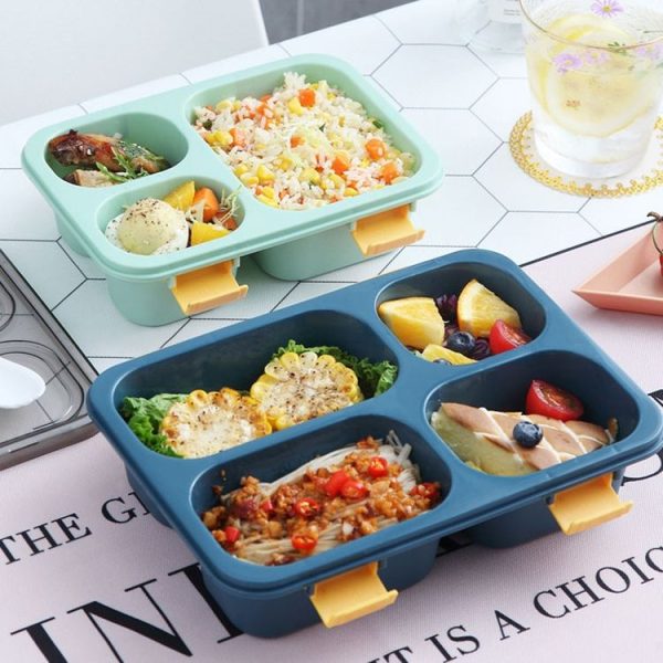 Sealed Compartment Microwave Plastic Lunch Box Portable Student Lunch Plate, Specification: 850ml (Red) - Image 6