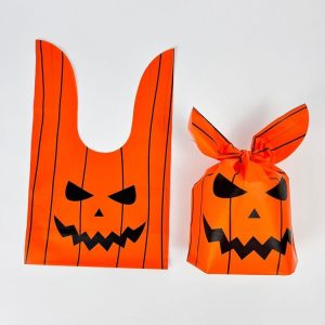 50pcs / Pack Halloween Packaging Bags Candy Snacks Treat Bags, Size: 13.5x22cm (Little Pumpkin)