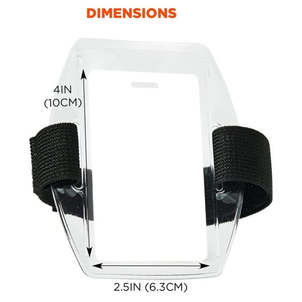 PVC Soft Plastic Card Holder Polyester Reflective Wristband Badge Card Holder Arm Adjustable ID Badge, Specification: Black - Image 3