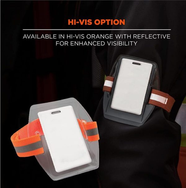 PVC Soft Plastic Card Holder Polyester Reflective Wristband Badge Card Holder Arm Adjustable ID Badge, Specification: Black - Image 4