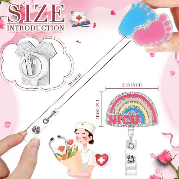 2pcs 65cm Retractable Pull Badge Reel Kristall-Acryl Name Tag Card Badge Holder (Infant Footprint) - Image 3
