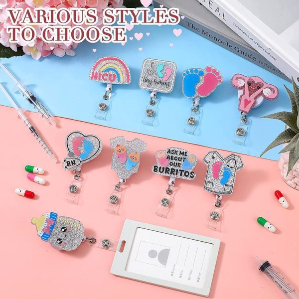 2pcs 65cm Retractable Pull Badge Reel Kristall-Acryl Name Tag Card Badge Holder (Infant Footprint) - Image 5