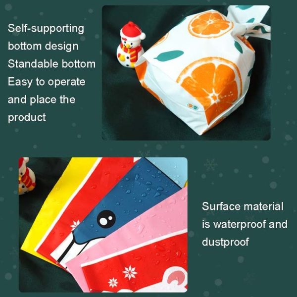 1bag Candy Packaging Bags Baking Biscuit Gift Bags 13.5x22cm (Green Scarf Bear) - Image 4