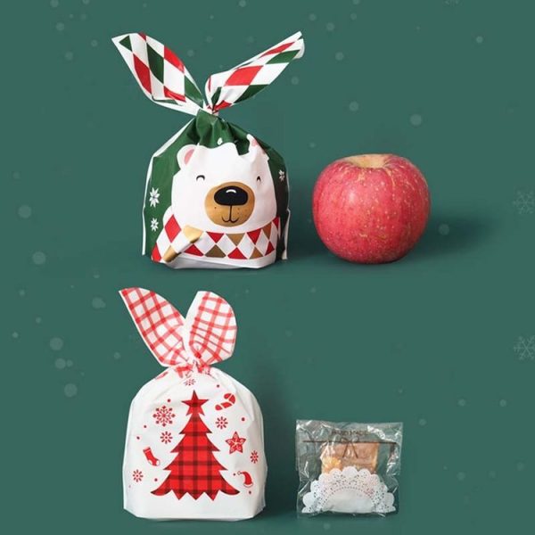 1bag Candy Packaging Bags Baking Biscuit Gift Bags 13.5x22cm (Green Scarf Bear) - Image 6