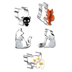 5pcs Cat Cookie Mold Stainless Steel DIY Baking Utensils (Style Random Delivery)