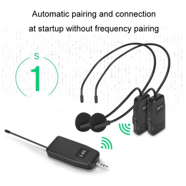 One For Two UHF Wireless Headset Microphone Lavalier Headset Amplifier - Image 3