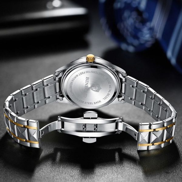 BINBOND B5552 Luminous Multifunctional Business Calendar Quartz Watch (Inter-gold-Gray) - Image 3