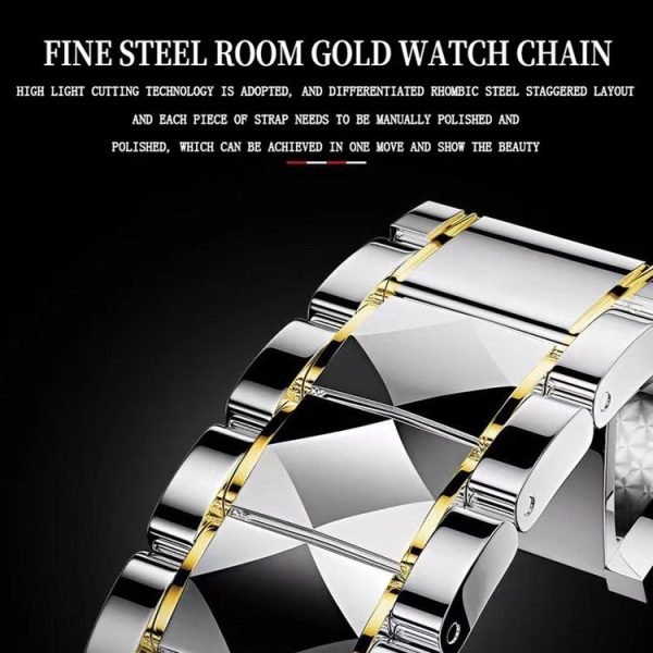 BINBOND B5552 Luminous Multifunctional Business Calendar Quartz Watch (Inter-gold-Gray) - Image 4
