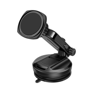 Car Telescopic Suction Cup Rubber Bottom Strong Magnetic Mobile Phone Holder (Black)