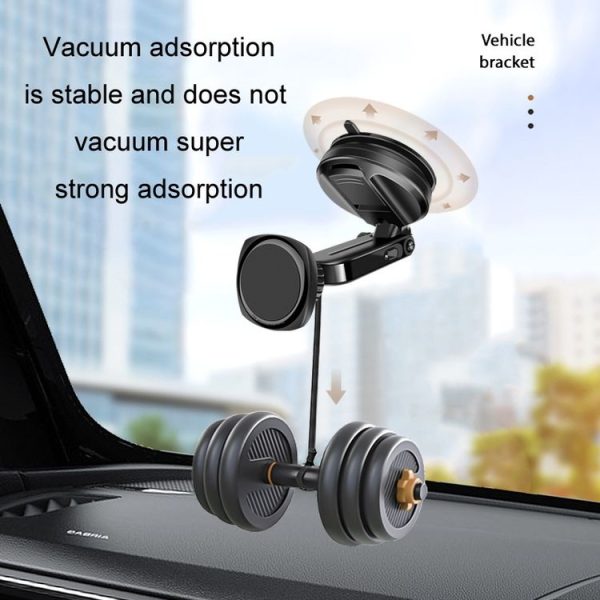 Car Telescopic Suction Cup Rubber Bottom Strong Magnetic Mobile Phone Holder (Black) - Image 4
