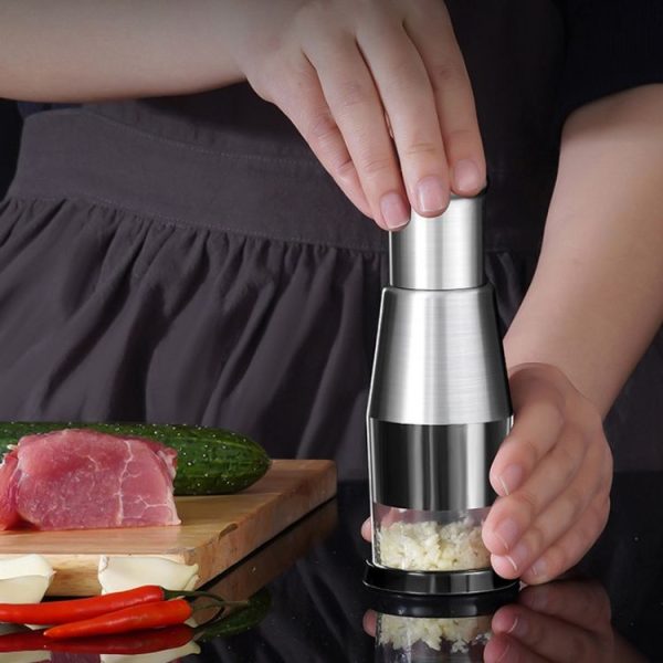 Press Kitchen Cutter Garlic Onion Pat Knife, Specification: Stainless Steel Black - Image 6