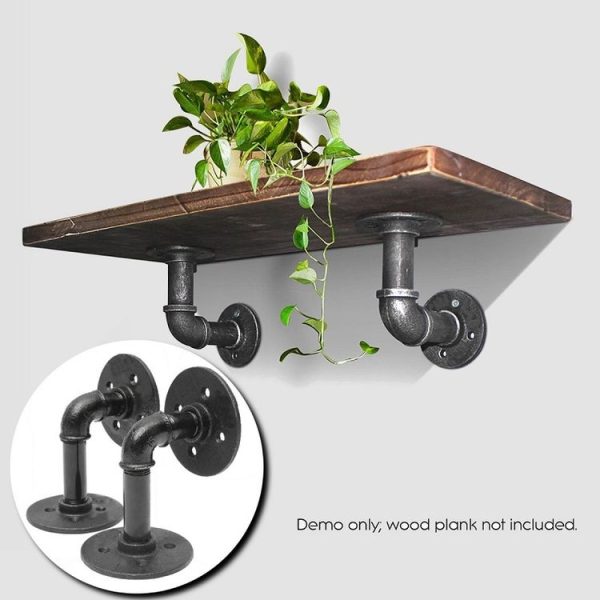 Wrought Iron Hanging Potted Plant Wall Shelf Water Pipe Shelf Flange - Image 5