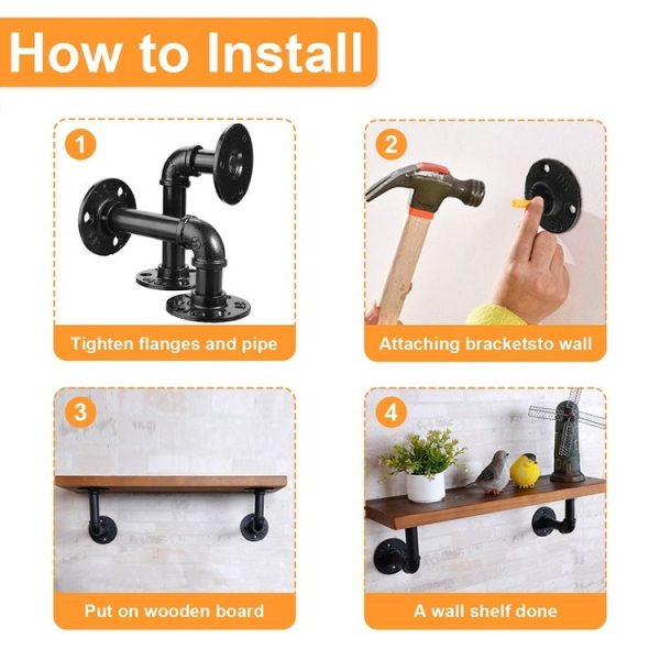 Wrought Iron Hanging Potted Plant Wall Shelf Water Pipe Shelf Flange - Image 6