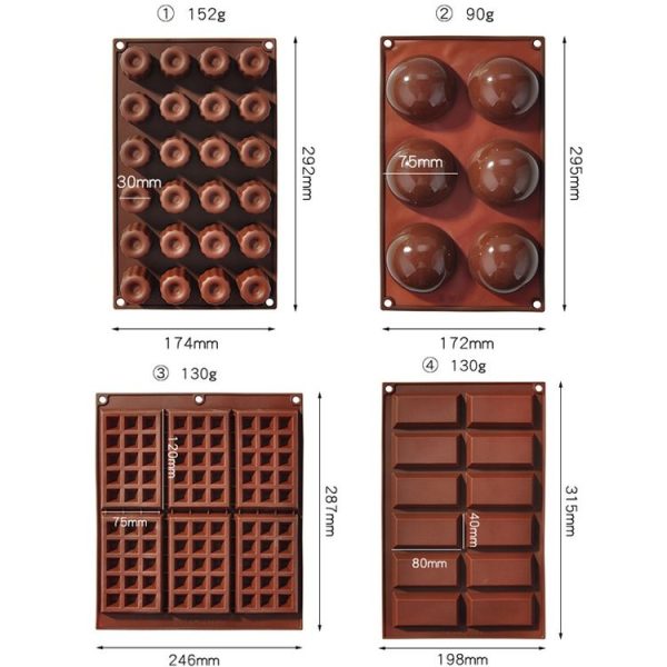 Silicone Baking Tools Cookie Chocolate Waffle Cake Mold, Style: 24-grid Cake Mold - Image 3