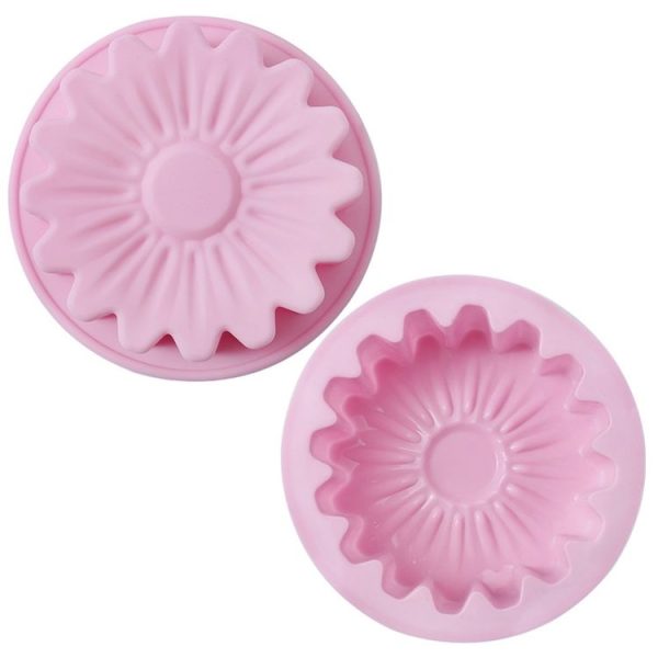 2pcs Silicone Sunflower Cake Mold High Temperature Resistant Baking Molds (Pink) - Image 2