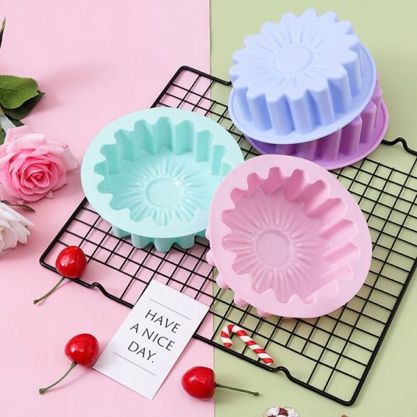 2pcs Silicone Sunflower Cake Mold High Temperature Resistant Baking Molds (Pink) - Image 6
