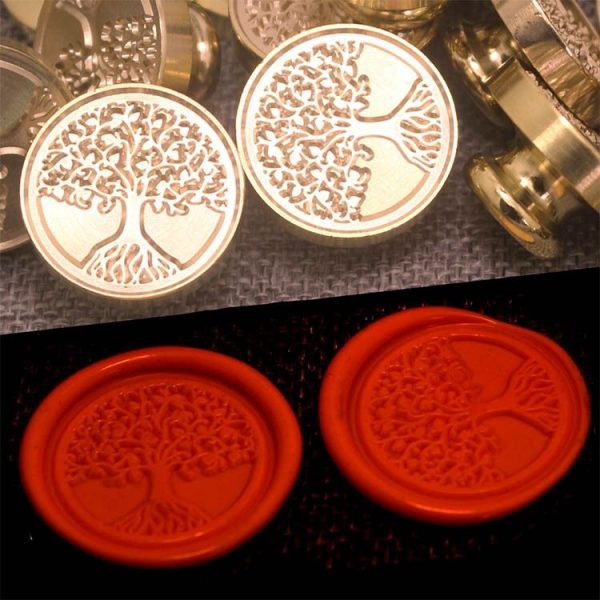Tree Of Life Wax Seal Stamp Retro Brass Head Wooden Handle Removable Sealing Stamp - Image 4