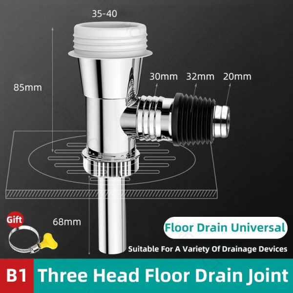 Three Head Washing Machine Floor Drain Joint Pipe Connector, Spec: B1 - Image 2
