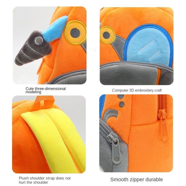 3D Cartoon Trucks Cars Plush Kids Backpack Children School Bags (Bulk Machine) - Image 4