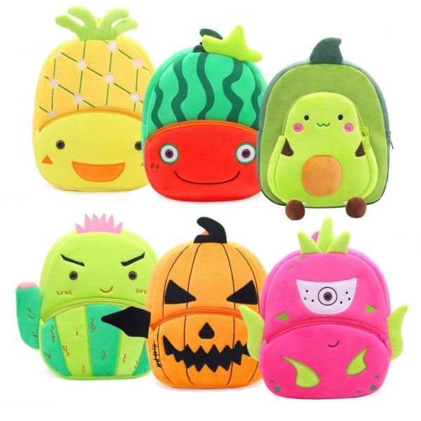 Vegetable Fruit Series Cartoon Plush Kids Backpack Children School Bags (Avocados) - Image 2