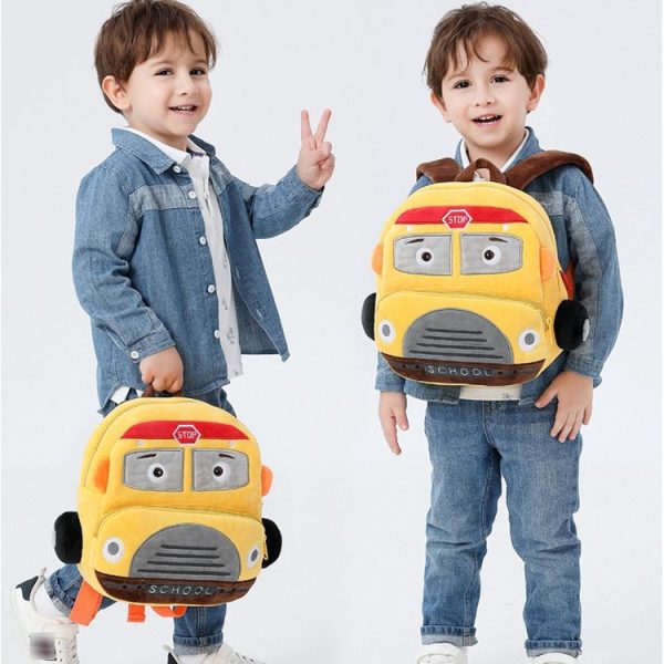 Kindergarten Schoolbag Cartoon Car Plush Backpack Children Cute Shoulder Bag (Jeep) - Image 5