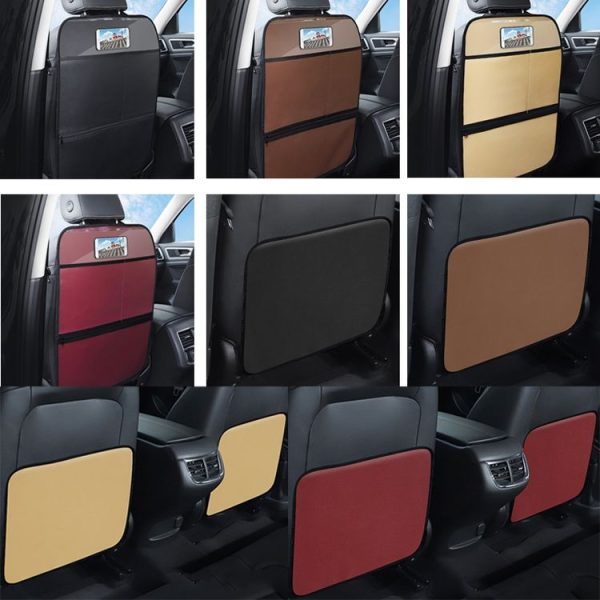 Car Seat Back Children Anti-kick Pad Back Rear Anti-dirty Universal Leather Protection Pad Storage Bag Half Pack Version (Black) - Image 2